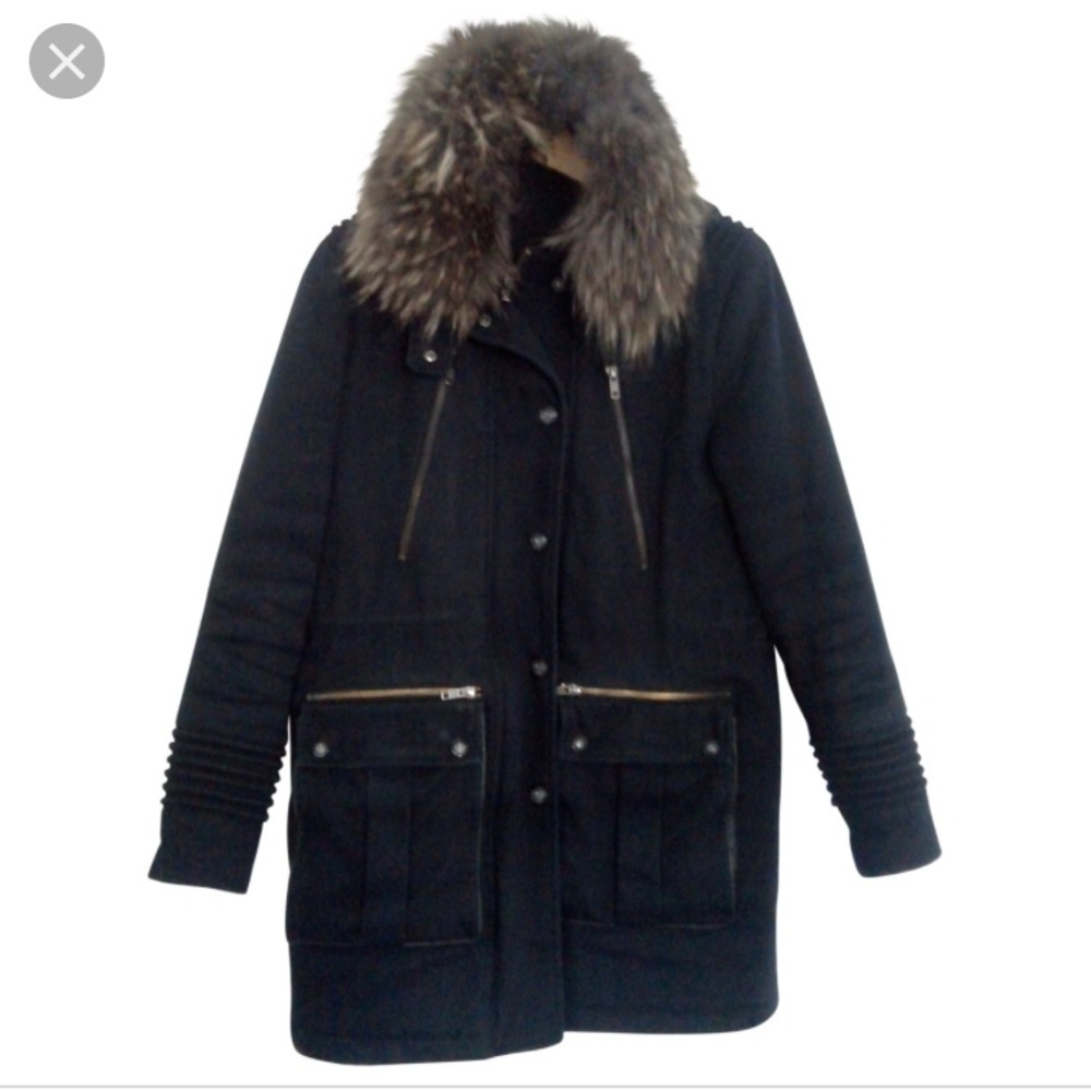 The Kooples winter jacket - real Fur - dark blue